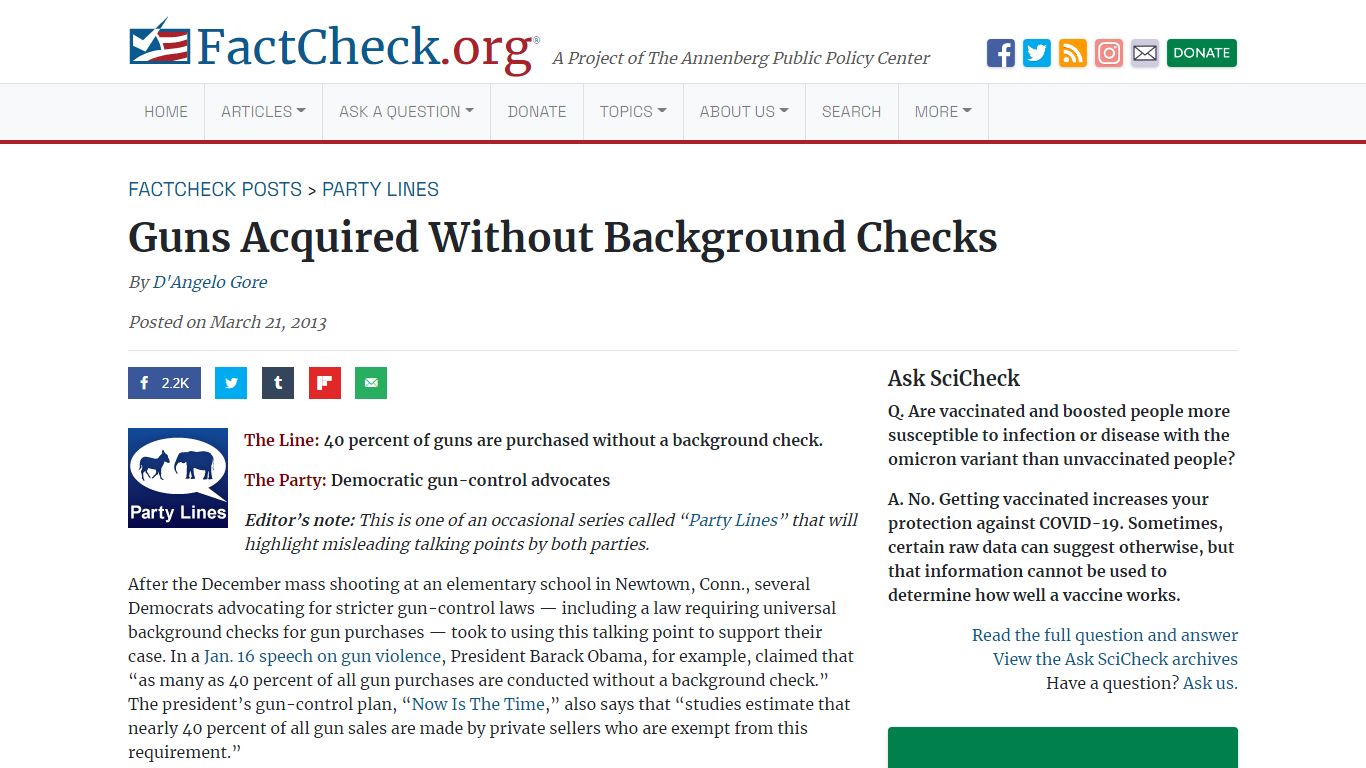 Guns Acquired Without Background Checks - FactCheck.org
